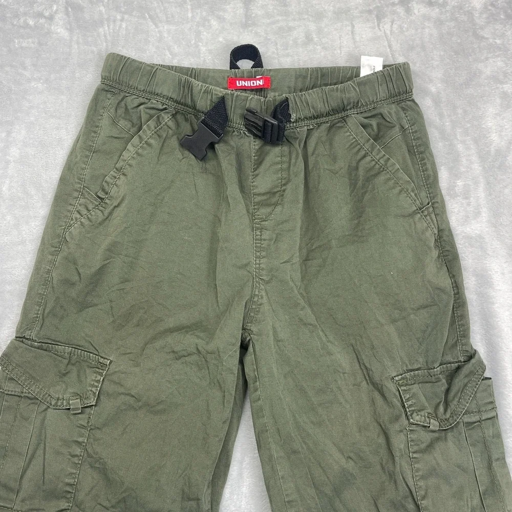 Unionbay Cargo Pants Women 9 (28x27) Dark Green Workwear Adjustable Buckle Waist